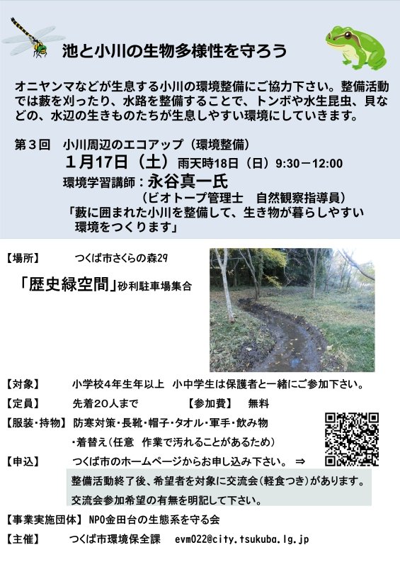 小川周辺のエコアップ in 金田台の歴史緑空間