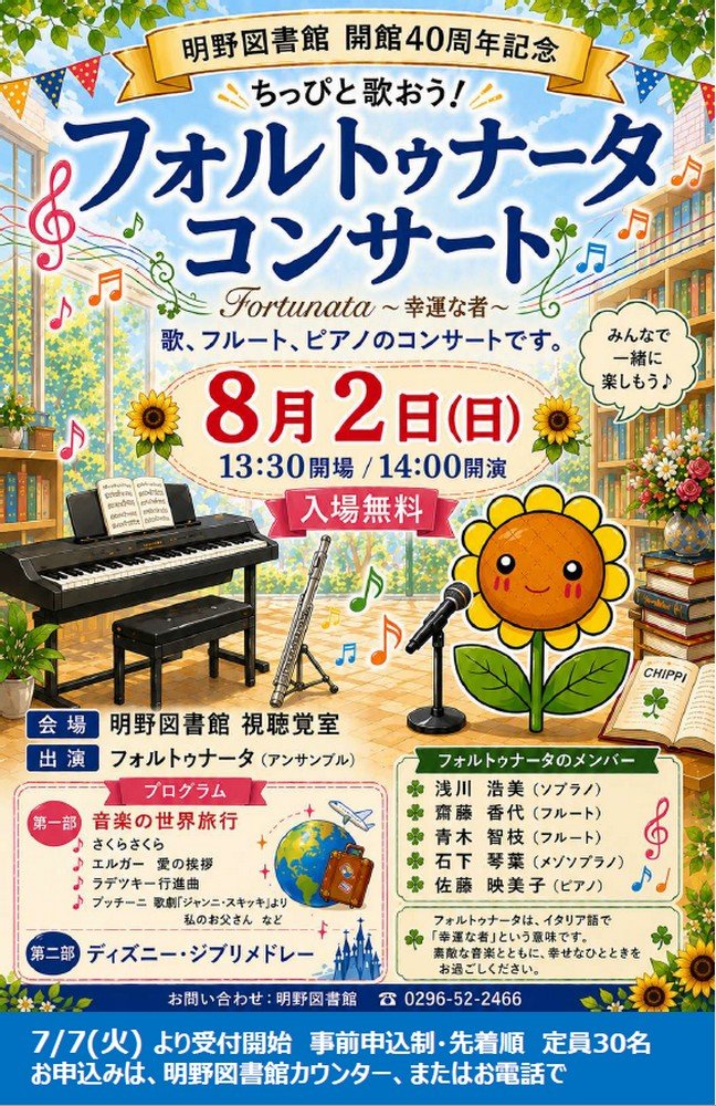 明野図書館 開館40周年記念
フォルトゥナータコンサート